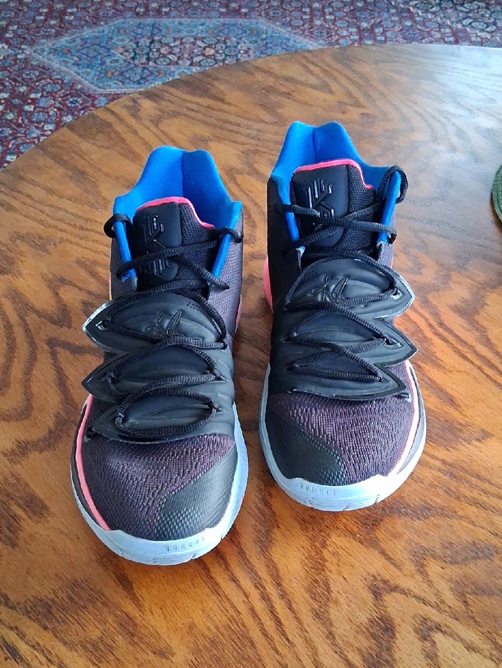 Nike Kyrie 5 "Just Do It" Black Mesh Pink Blue Basketball Sneakers Men's Size 12 - Picture 4 of 14
